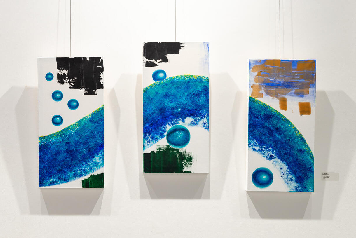“In the Flow” • Triptych: three panels of 15” x 30” each • Acrylic on gallery canvas